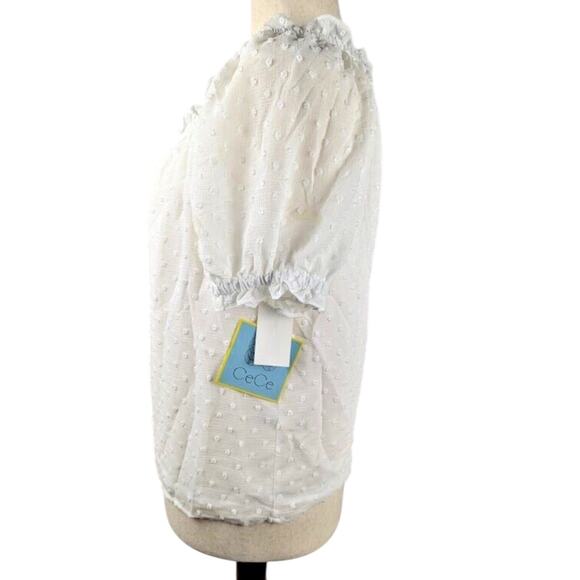 CeCe Women's Square Neck Blouse Soft Ecru Size S - Picture 2 of 5